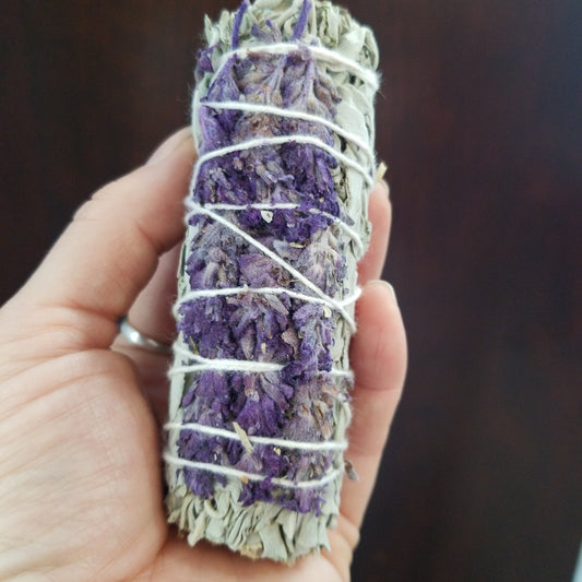 White Sage with Lavender Smudge Bundle 4"