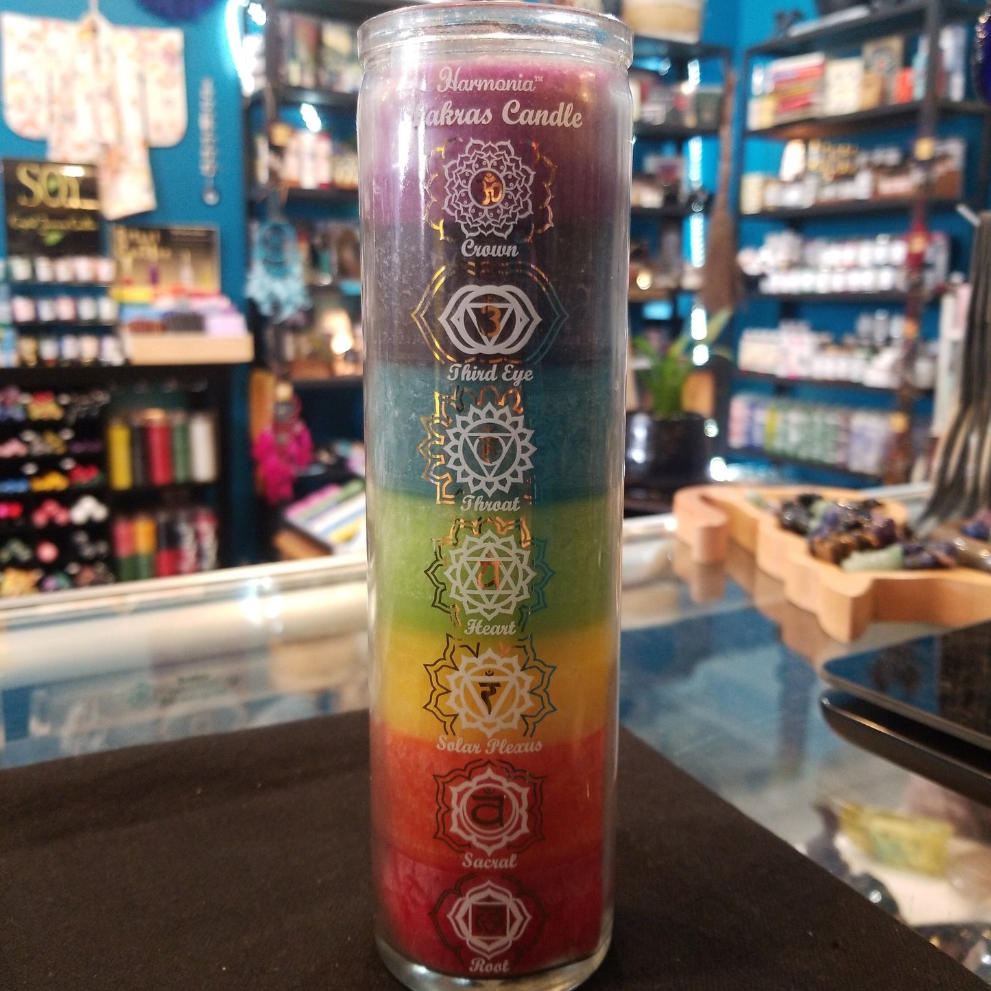 Chakra candle in glass jar